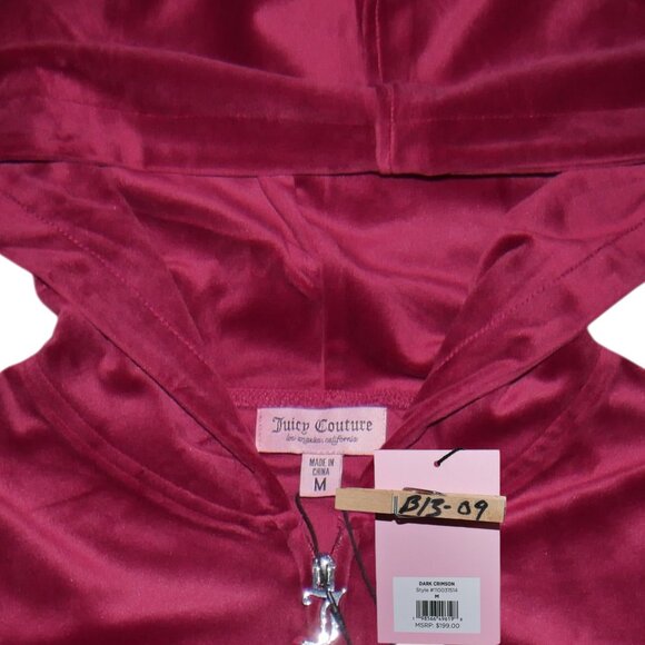 Juicy Couture Velour Bling Tracksuit Set Dark Crimson Rhinestone Jacket Pants S - Picture 9 of 12